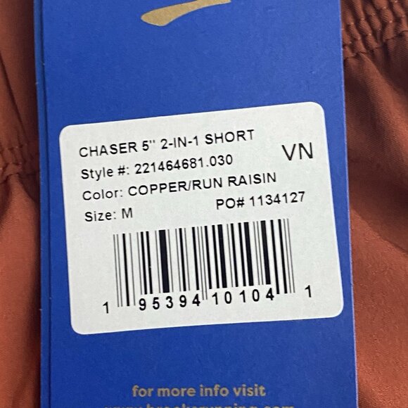 Brooks Woman Size Medium Copper Run Raisin Chaser 2 in1 5" Shorts Recycled Fabri - Picture 8 of 12
